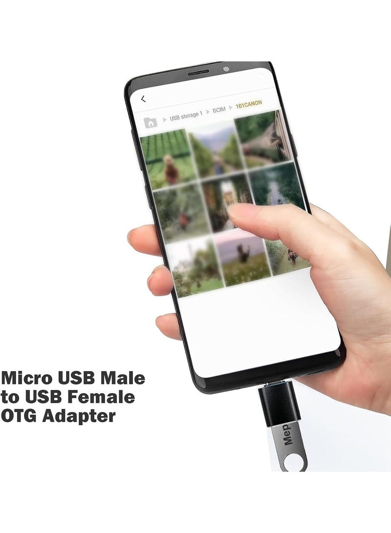 محول ميكرو USB إلى USB OTG - حزمة 2 قطعة محول ميكرو USB 3.0 OTG لـ S7 LG، ماوس، فلاش درايف، لوحة مفاتيح، وحدة تحكم ألعاب وأجهزة ميكرو أخرى (أسود) - Image 2