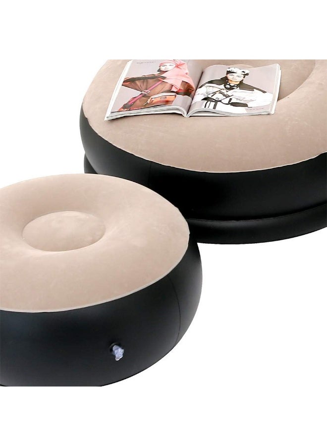 توبي كرسي أريكة قابل للنفخ مع مسند للقدمين - أريكة استرخاء خارجية قابلة للطي، أريكة مريحة مبطنة للاستخدام في المنزل والتخييم والاسترخاء في الحديقة - Image 3