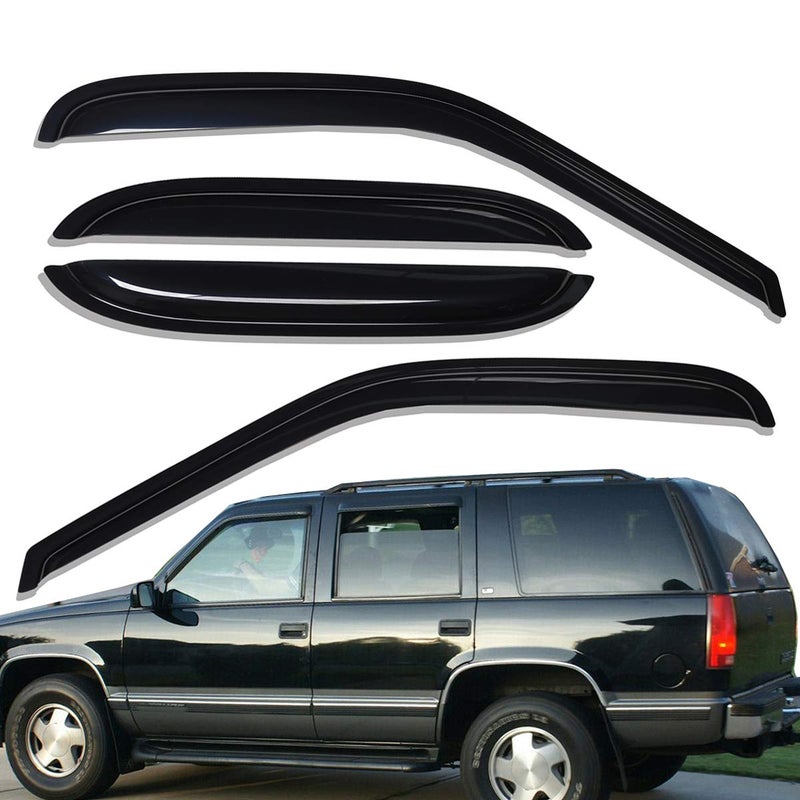 شريط لايتترونيك الإضافي المتين لفتحة نافذة السيارة مناسب لسيارات شيفروليه تاهو 2000-2006 وجي إم سي يوكون 2001-2006 ويوكون دينالي 2002-2006 وكاديلاك إسكاليد 2002-2006 واقي الرياح الأصلي 4 قطع