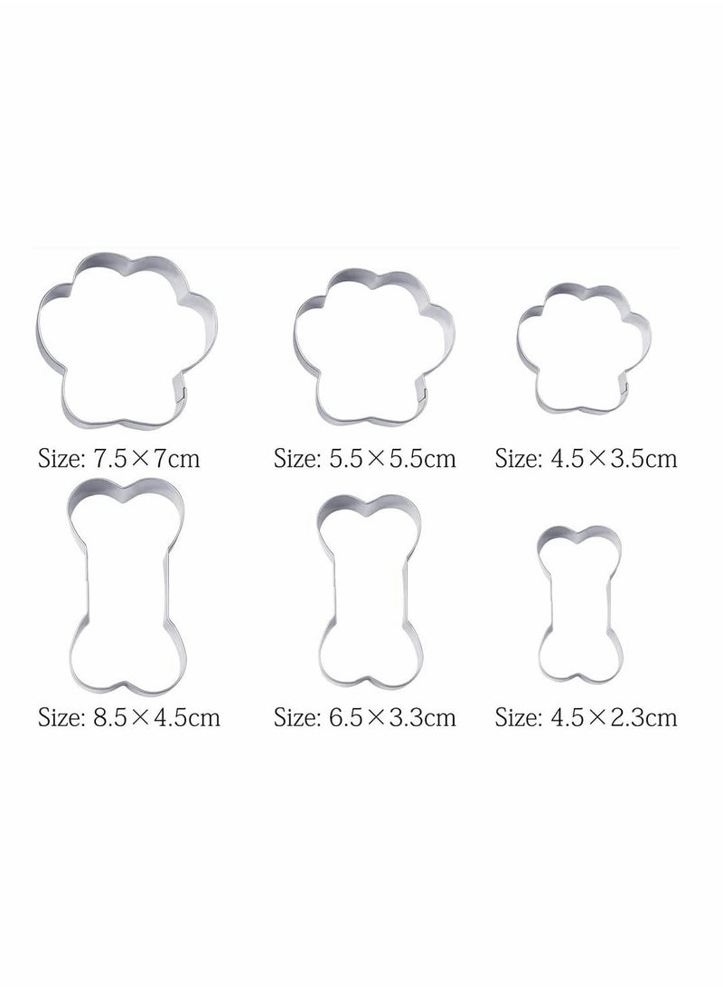 SYOSI - 6 Piece Dog Cookie Cutter Set, Cartoon Dog Bone, Paw Print Animal Cookie Cutters Dog Shaped Mould for DIY Baking Biscuit Pastry Cutter - Image 1