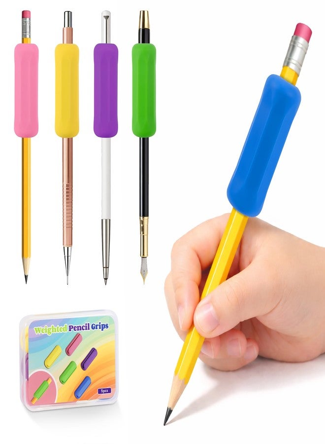 idooss 5-Pack Weighted Pencil Grips, Handwriting Aid for Children, Elderly, or Special Needs (Color 2) - Image 1
