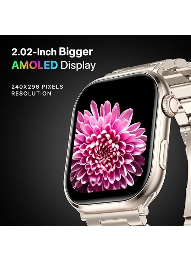 Fire-Boltt Brillia Smart Watch 2.02” Super AMOLED Display, Bluetooth Calling, SpO2, Heart Rate Monitor, 120+ Sports Modes, Fitness Tracker, Voice Assistant, Smart Watch for Man & Women - Image 3
