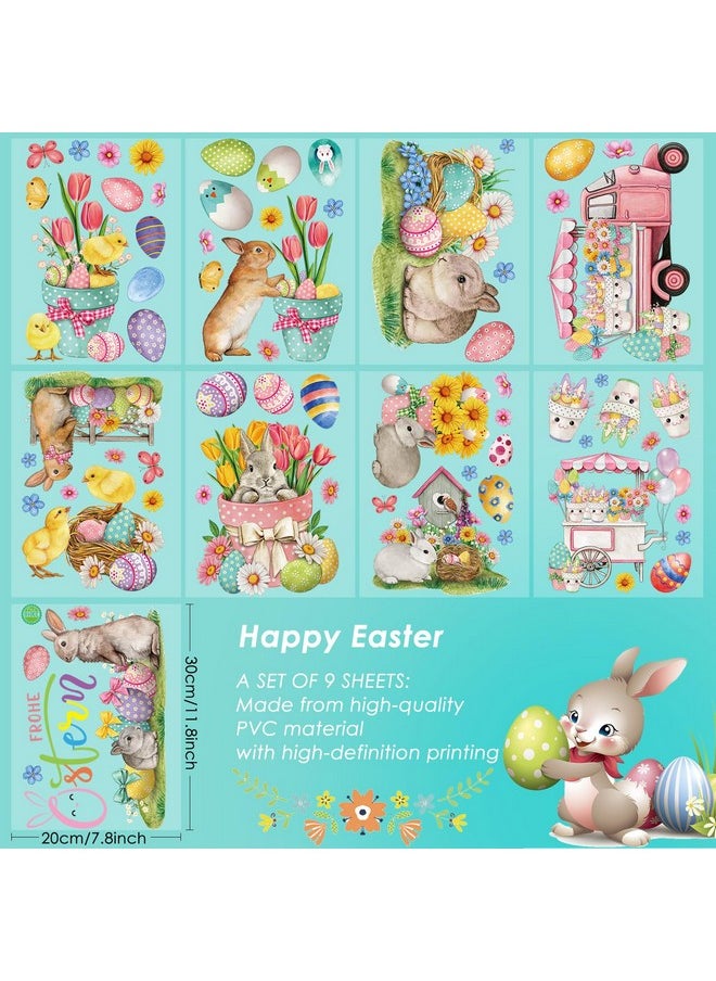AhfuLife AhfuLife Easter Window Cling 67 Pcs, 9 Sheets Larger Easter Bunny Window Stickers, Happy Easter Sign Easter Eggs Spring Window Cling for Home, Office, School Party Decoration Supplies  - Image 2