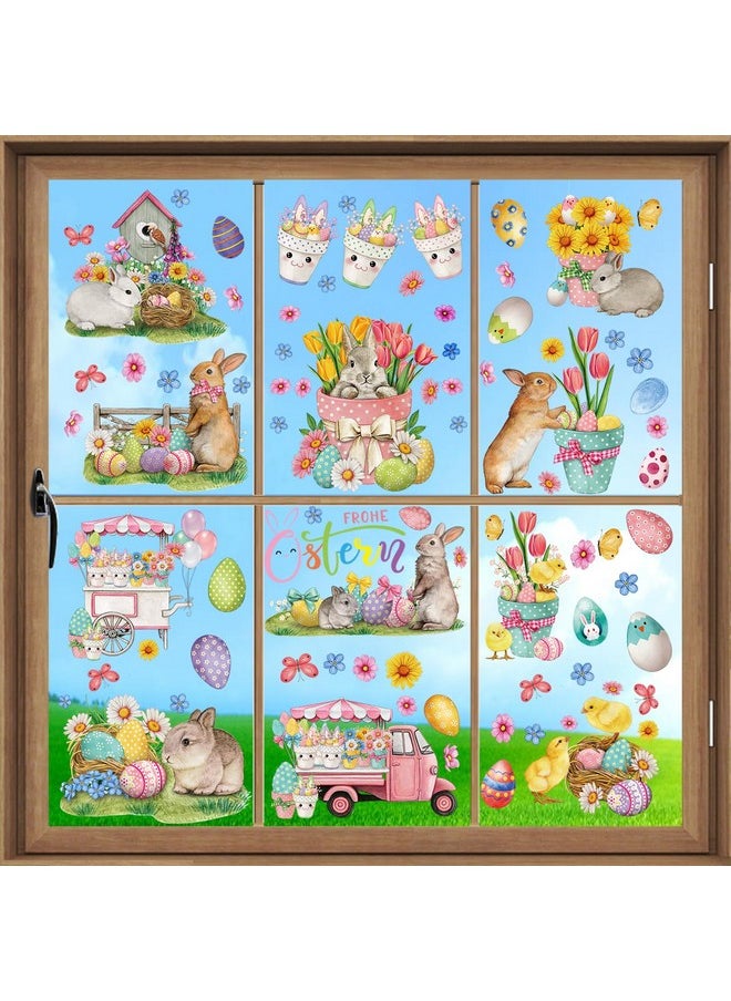 AhfuLife AhfuLife Easter Window Cling 67 Pcs, 9 Sheets Larger Easter Bunny Window Stickers, Happy Easter Sign Easter Eggs Spring Window Cling for Home, Office, School Party Decoration Supplies  - Image 1