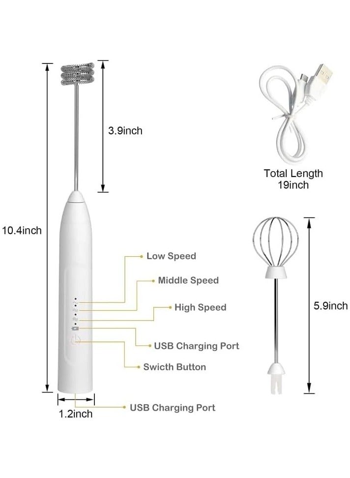فيو الحليب المحمولة رغوة USB قابلة للشحن الكهربائية 3 سرعات البسيطة رغوة الحليب شرب خلاط رغوة صانع الخافق مع 2 خفقت للقهوة فرابي لاتيه ماتشا كابتشينو الشوكولاته الساخنة  - Image 3