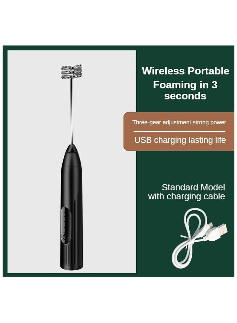 فيو الحليب المحمولة رغوة USB قابلة للشحن الكهربائية 3 سرعات البسيطة رغوة الحليب شرب خلاط رغوة صانع الخافق مع 2 خفقت للقهوة فرابي لاتيه ماتشا كابتشينو الشوكولاته الساخنة  - Image 5
