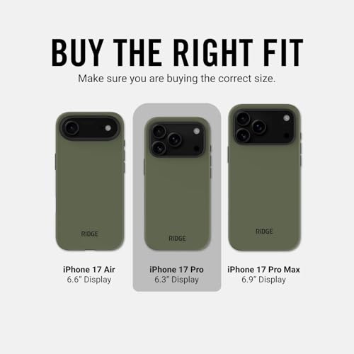 The Ridge Ridge Case Compatible with iPhone 17 PRO - Compatible with MAGSAFE & Wireless Charging, Aluminum Control Buttons, Dual-Layer Construction, TPU Bumper with Drop Protection (Matte Olive) - Image 2