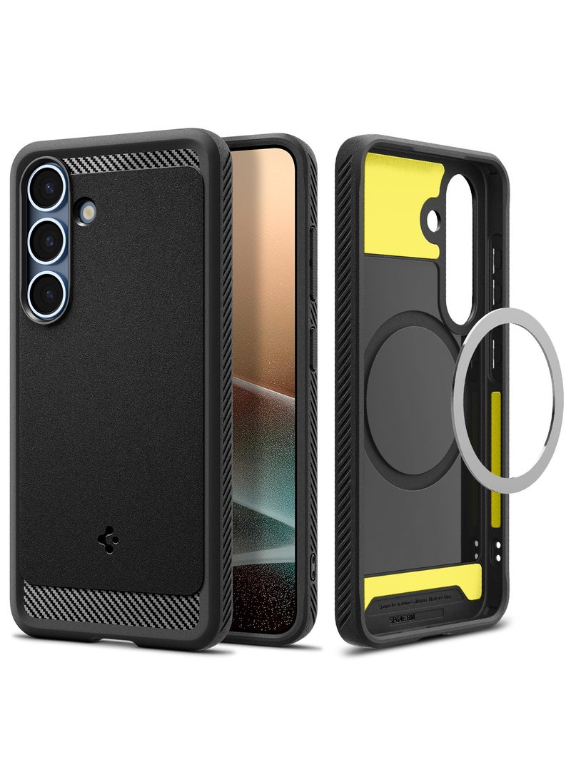 Spigen Rugged Armor MagFit Galaxy S25 PLUS Case Cover with MagSafe and Carbon Fiber Textures (2025) - Matte Black  - Image 1
