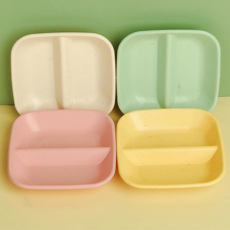 RoarCraft 6 Pcs Dual Dipping Sauce Bowls Melamine Soy Sauce Dish Two Compartments Party Trays Divided Fondue Plate Appetizer Plates for Restaurant Kitchen Sushi Soy Sauce (Set of 6, Beige) - Image 5