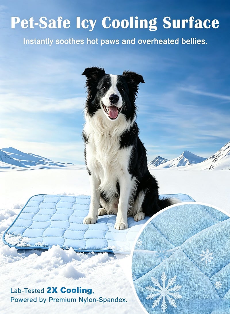 BESTPEAK Dog cooling pad 70 * 55cm washable ice silk self cooling pad, suitable for small and medium-sized large and large dogs and cats, suitable for portable anti slip pet beds in summer or hot weather, pure light blue - Image 2