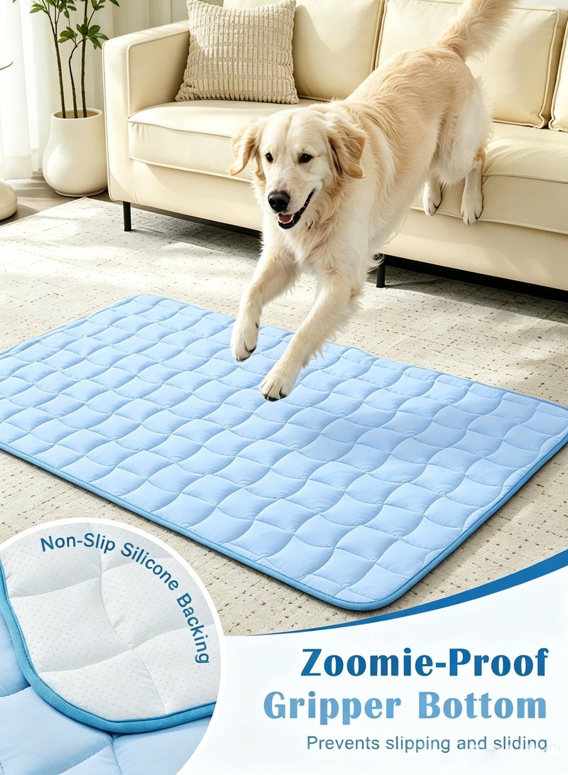 BESTPEAK Dog cooling pad 70 * 55cm washable ice silk self cooling pad, suitable for small and medium-sized large and large dogs and cats, suitable for portable anti slip pet beds in summer or hot weather, pure light blue - Image 4