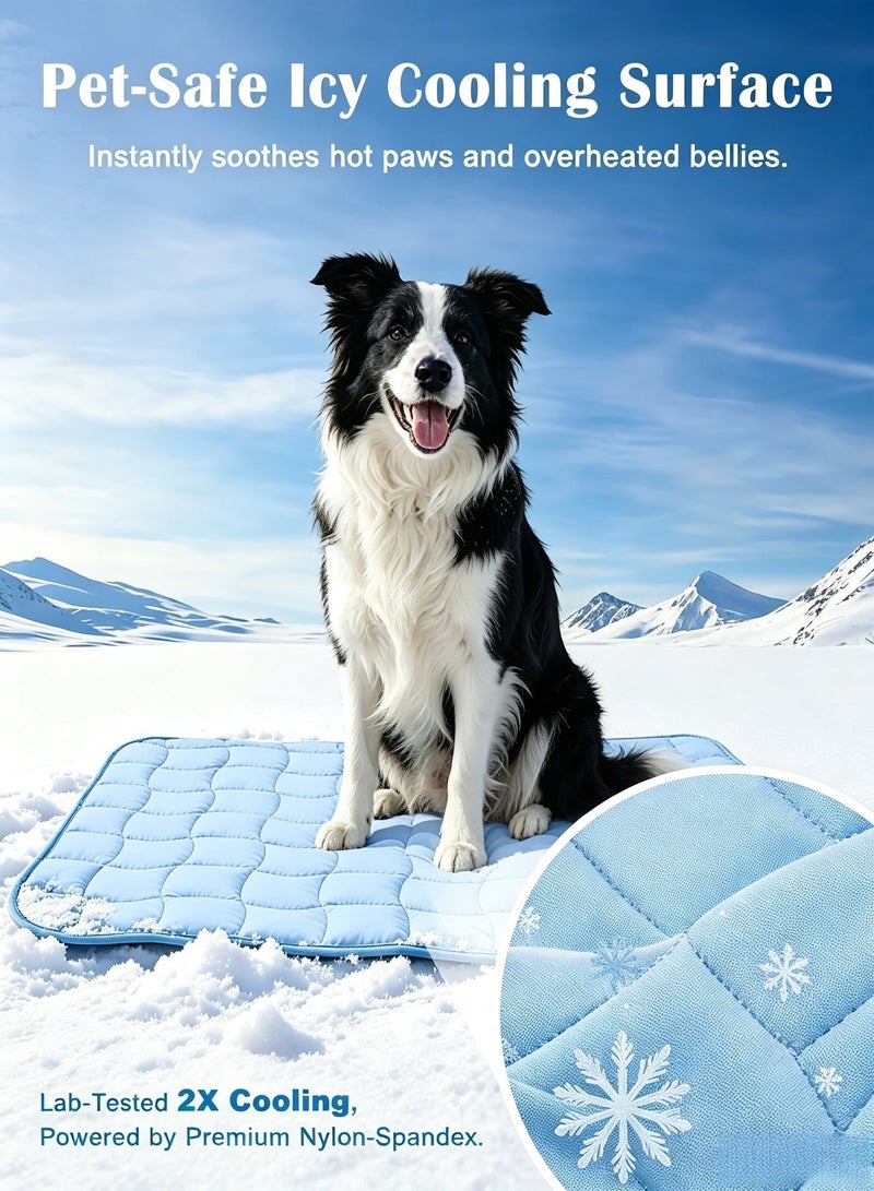 BESTPEAK Dog cooling pad 70 * 55cm washable ice silk self cooling pad, suitable for small and medium-sized large and large dogs and cats, suitable for portable anti slip pet beds in summer or hot weather, pure light blue - Image 2