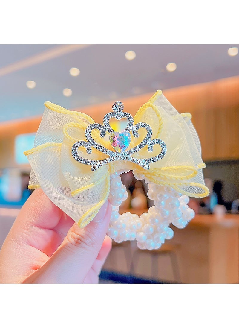Loquat Kids Crown Hairband Princess Pearl Hair Ties 39# yellow crown