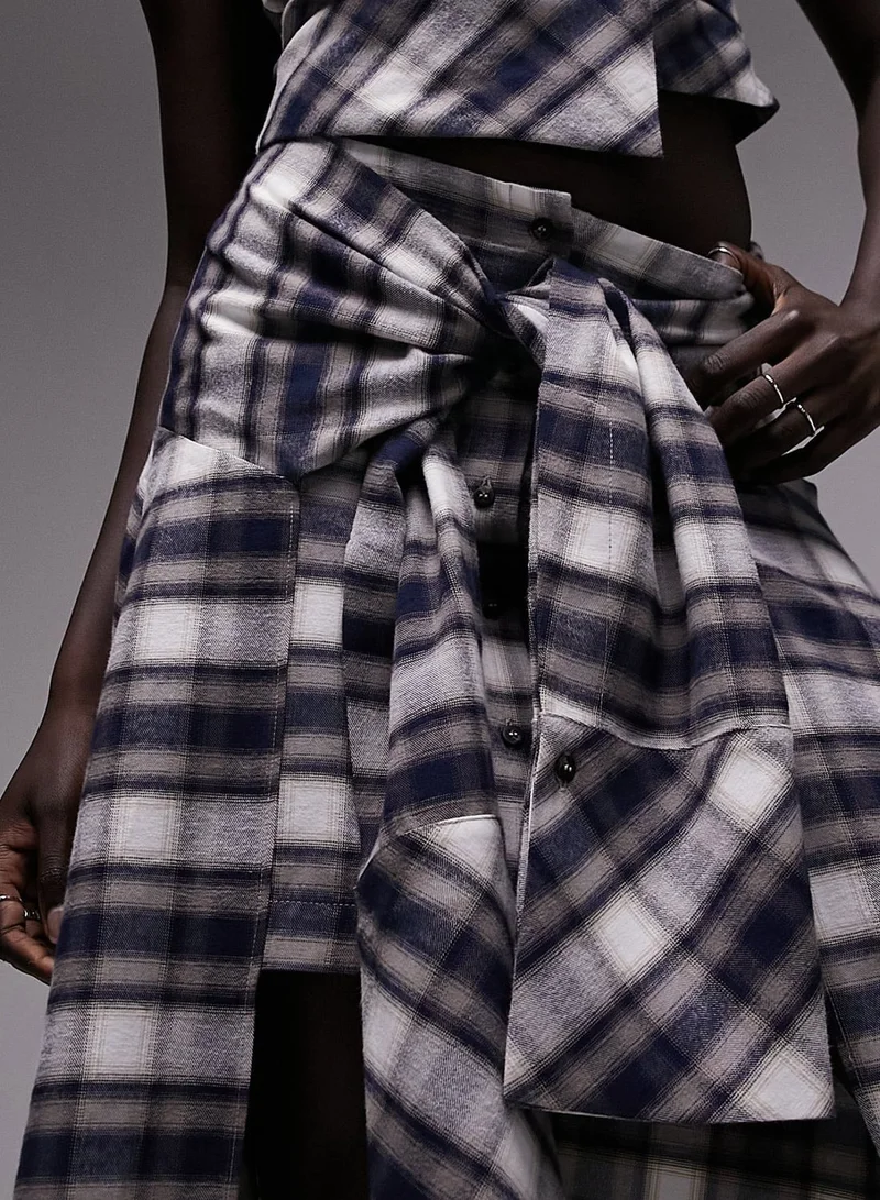 TOPSHOP Checked Knot Detail Maxi Skirt