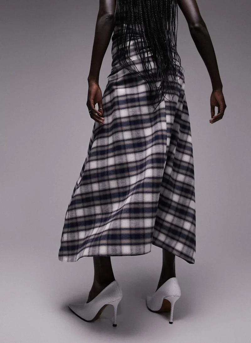TOPSHOP Checked Knot Detail Maxi Skirt