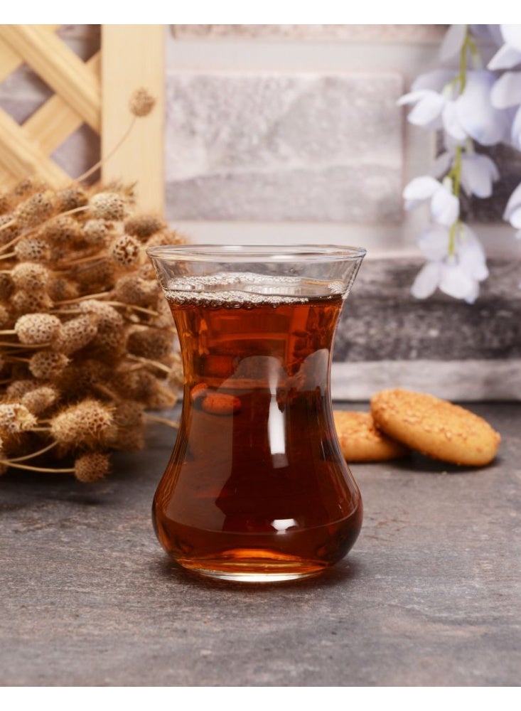 Paşabahçe Pasabahce Vefa Tea Glass Set 130ml – 6 Piece Traditional Turkish Tea Glasses – Elegant Clear Slim Design – 1199393 - Image 1