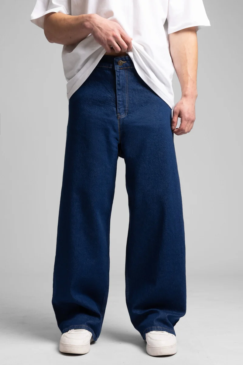 كاتش بنطلون جينز فضفاض بخياطة متباينة