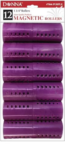 DONNA Rollers 175 12Pack Plastic Hair Rollers for Heatless Styling Large SnapOn Curlers for Smooth Curls Volume Reusable ClipStyle Rollers for Women Durable Salon Hair Rollers Purple - Image 3