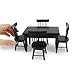 Cutemini Miniature Dining Table Chair Set for Dollhouse 1 12 Scale Wooden Furniture Model 5pcs House Mini Decoration Accessories DIY Hobby Gift Black - Image 2
