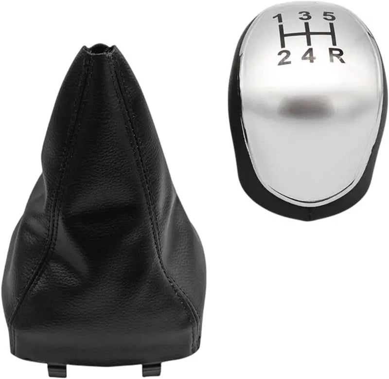 Car Manual Gear Shift Knob Gaiter Boot Cover Collar Compatible with Ford Mondeo 4 MK4 IV 2007 2008 2009 2010 2011 2012 2013 2014(Silver 5 Speed 2pcs) - Image 1