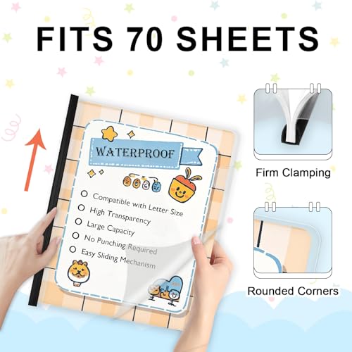 TOTiyea 40 Pack Clear Report Covers with Sliding Bars, 9mm (40 Sheet Capacity) Black Sliding Bar File Folders, for Letter Size - Image 3