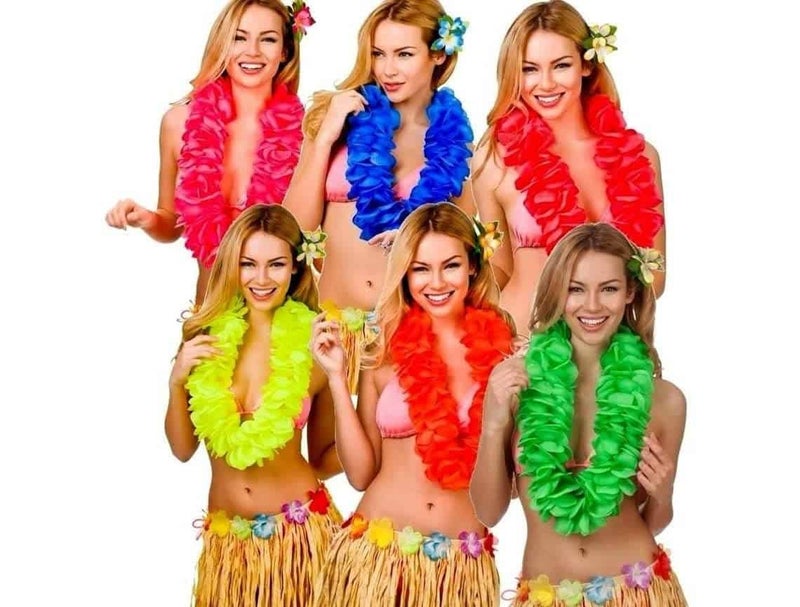LUDALY Party Decoration Neon Lei Garland Green/Hawaiian Flower Garlands/Pool Party Props/Beach Party Props/Hawaiian Theme Party Decorations (1Pc)  - Image 4