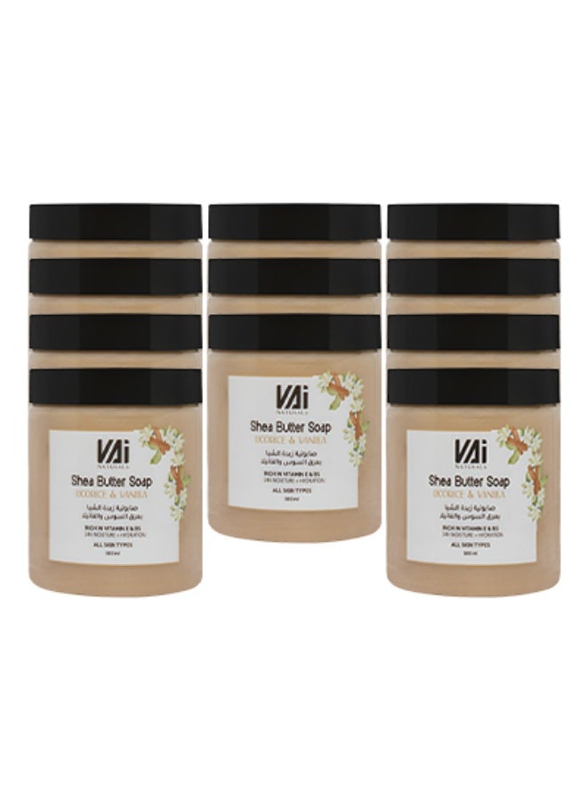 VAI 11 قطع صابون زبدة الشيا وعرق السوس والفانيليا غني بفيتامين E لترطيب يدوم 24 ساعة 500 مل - Image 1
