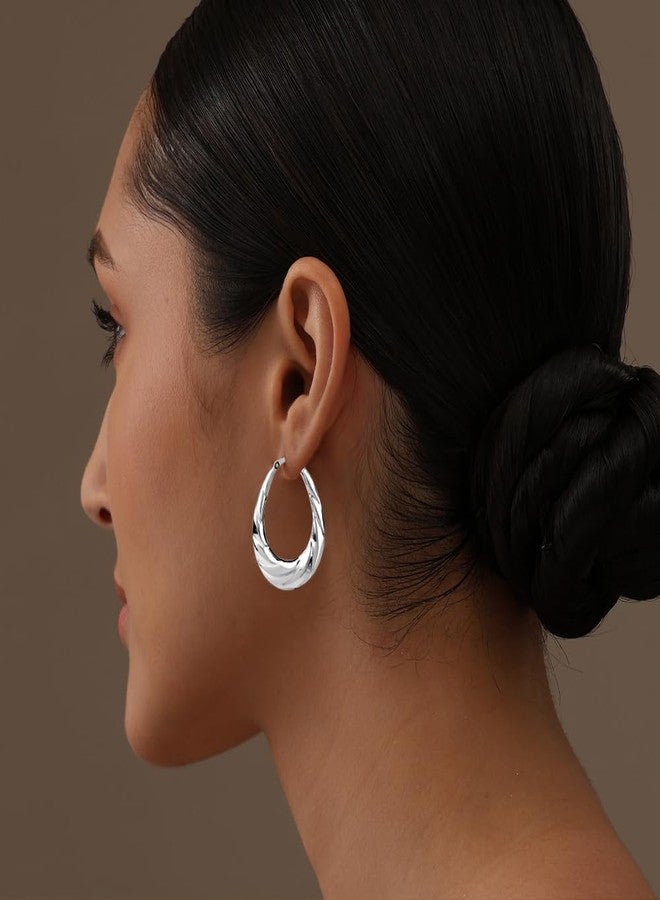 ليكالا أقراط حلقية مصقولة للغاية على شكل قطرة من الفضة الإسترليني من LeCalla للنساء - Image 2