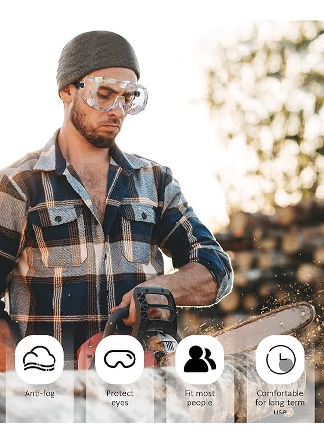 Anti-Fog Protective Safety Goggles Clear Lens Wide-Vision Adjustable Chemical Splash Eye Protection Soft Lightweight Eyewear - Image 3