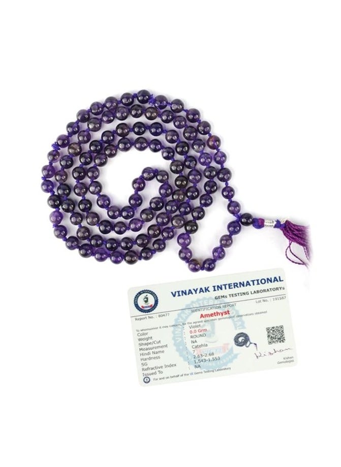 Reiki Crystal Products - Reiki Crystal Products Women's Stylish Natural AAA Certified 6 mm 108 Round Beads Amethyst Mala Necklace Fashion Jewellery - Image 1