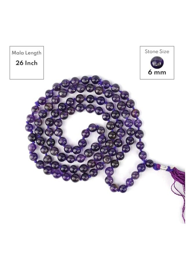 Reiki Crystal Products - Reiki Crystal Products Women's Stylish Natural AAA Certified 6 mm 108 Round Beads Amethyst Mala Necklace Fashion Jewellery - Image 1
