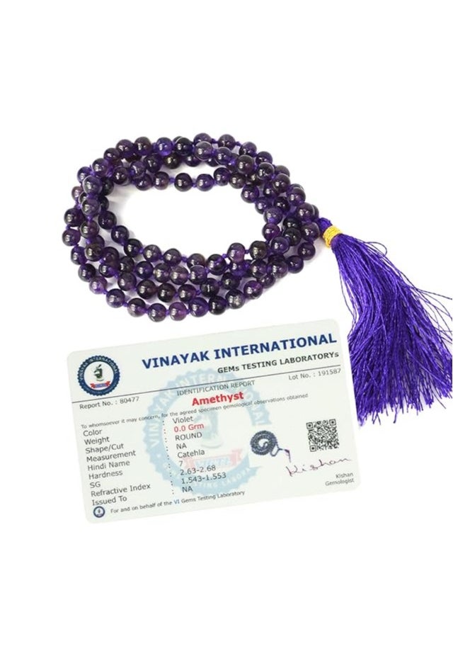 Reiki Crystal Products - Reiki Crystal Products Women's Stylish Natural AAA Certified 6 mm 108 Round Beads Amethyst Mala Necklace Fashion Jewellery - Image 1