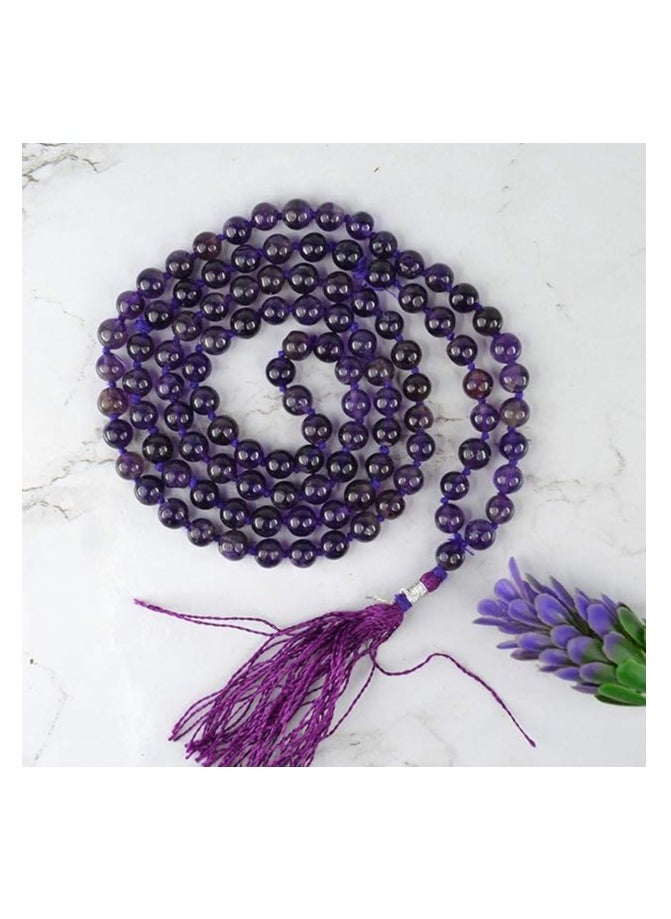 Reiki Crystal Products - Reiki Crystal Products Women's Stylish Natural AAA Certified 6 mm 108 Round Beads Amethyst Mala Necklace Fashion Jewellery - Image 1