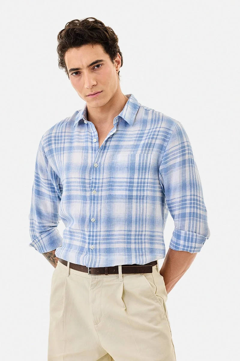 سنيتش قميص كاروهات % كتان