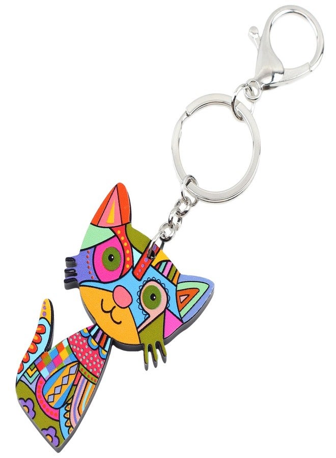 بونسني سلسلة مفاتيح قطة أكريليك من بونسني للنساء، حلقات للسيارة والحقيبة، قلادة، هدية للبنات (متعددة الألوان) - Image 3