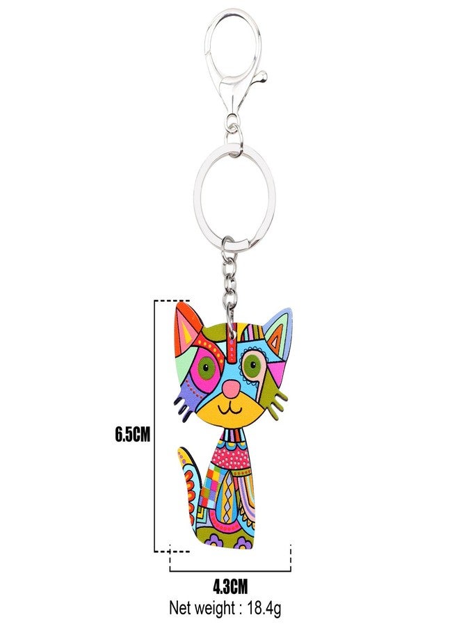 بونسني سلسلة مفاتيح قطة أكريليك من بونسني للنساء، حلقات للسيارة والحقيبة، قلادة، هدية للبنات (متعددة الألوان) - Image 4
