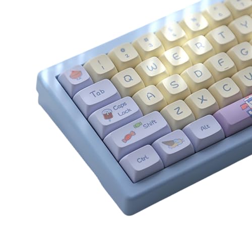 Cmokifuly Ice Cream Keycaps XDA Profile Custom Cute Keys for Mechanical Keyboard,133 Keys Keycaps Set PBT Dye Sublimation Keycaps (Purple Ice Cream) - Image 1