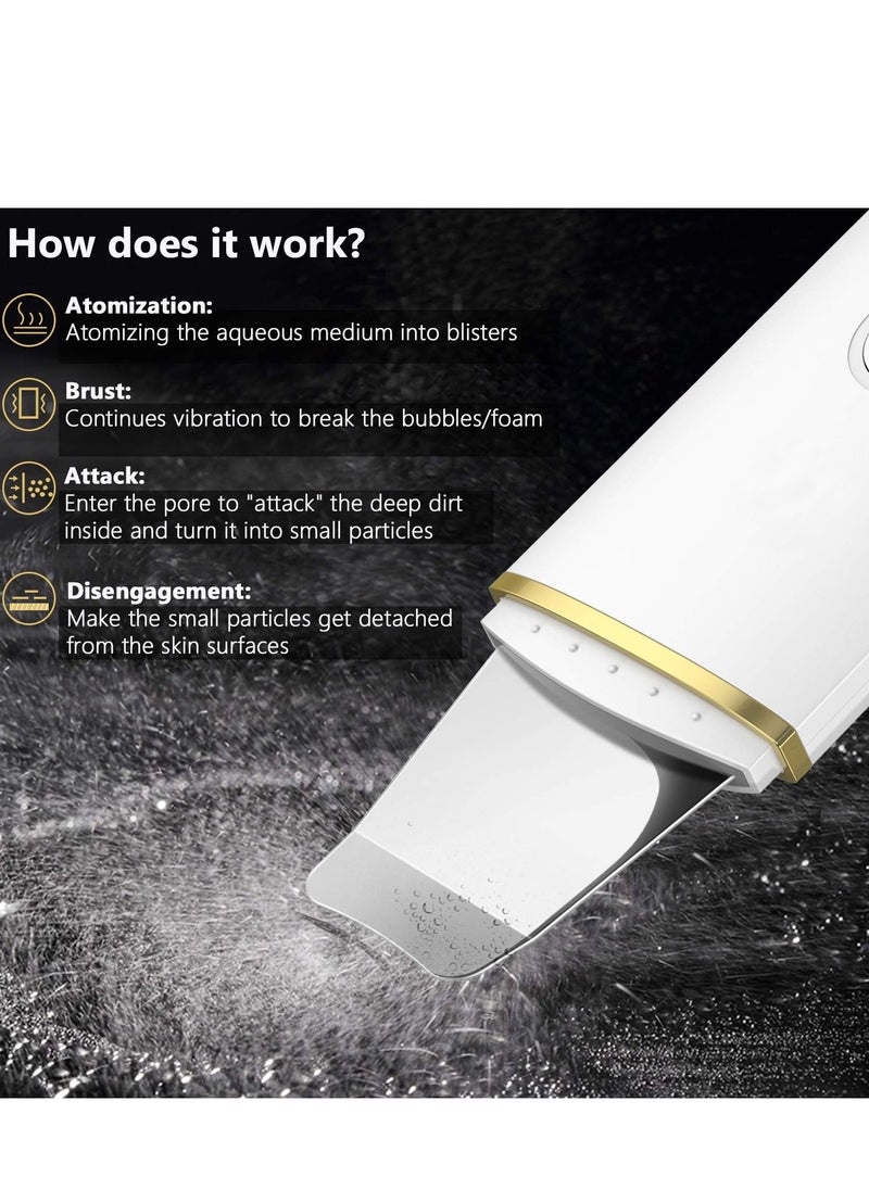 KHAJUL Skin Scrub Facial Scraper, Pore Cleansing Blackhead Removal Tool for Face Deep Cleansing - 4 Modes (White)  - Image 3