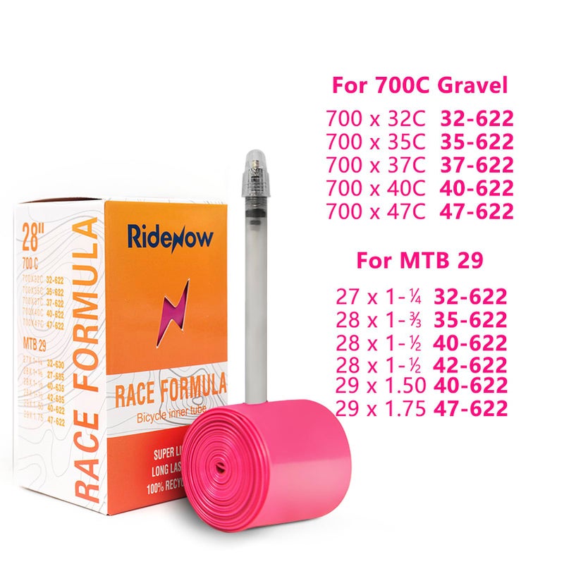 Cyclami RideNow TPU Tube 700C/28'' Gravel & 29'' MTB Bike Inner Tire Compatible with 700 x 32C-47C, 2-Pack 29'' Mountain Bicycle Valve Length Presta 45mm Ultralight (Include 8 PCS Bike Inner Tire Patch) - Image 3