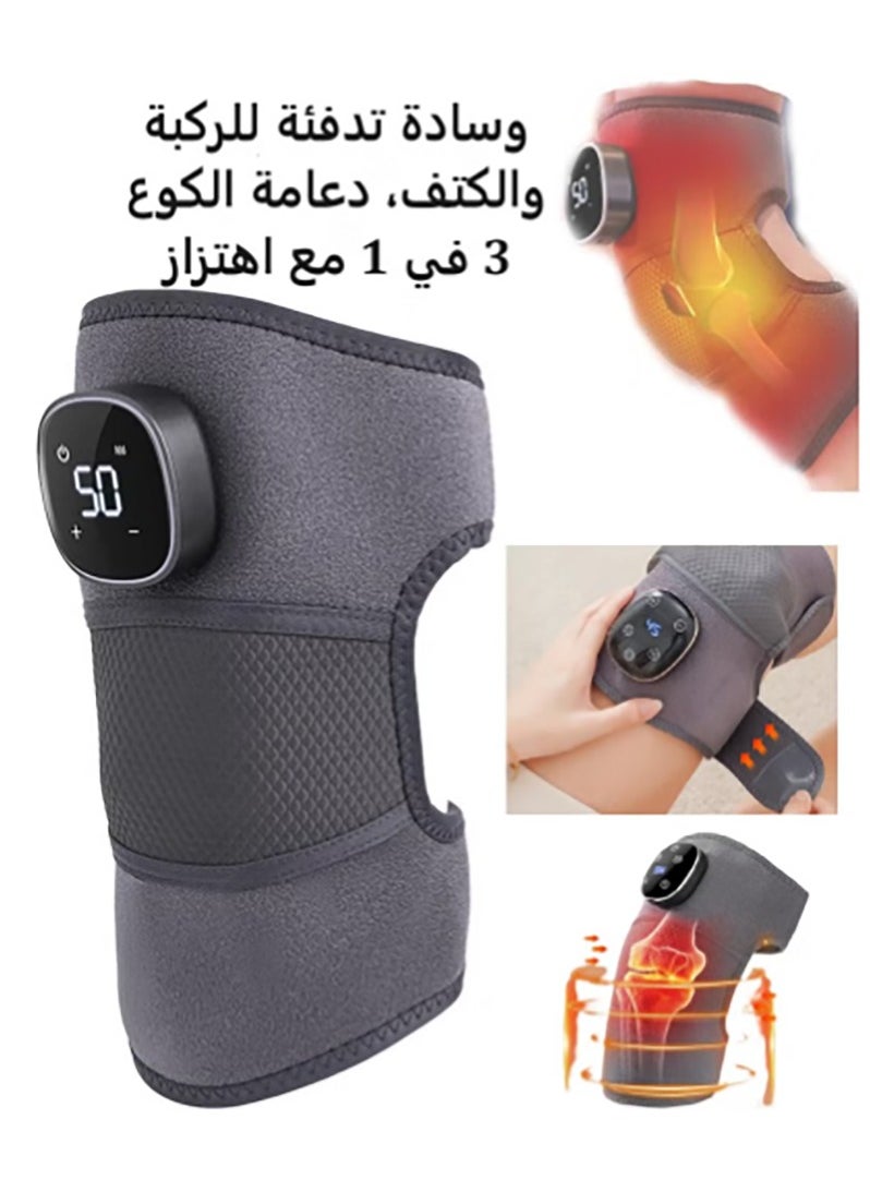 Bukela - Vibration Knee Heating Pad Knee Massager,Knee Elbow Shoulder Relaxing Leg Warmer,3-in-1,Elbow And Shoulder Support Wrap-Features Adjustable Vibration Heating Mode,Heated Knee Support With Vibration - Image 1