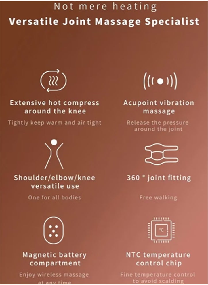 Bukela - Vibration Knee Heating Pad Knee Massager,Knee Elbow Shoulder Relaxing Leg Warmer,3-in-1,Elbow And Shoulder Support Wrap-Features Adjustable Vibration Heating Mode,Heated Knee Support With Vibration - Image 1