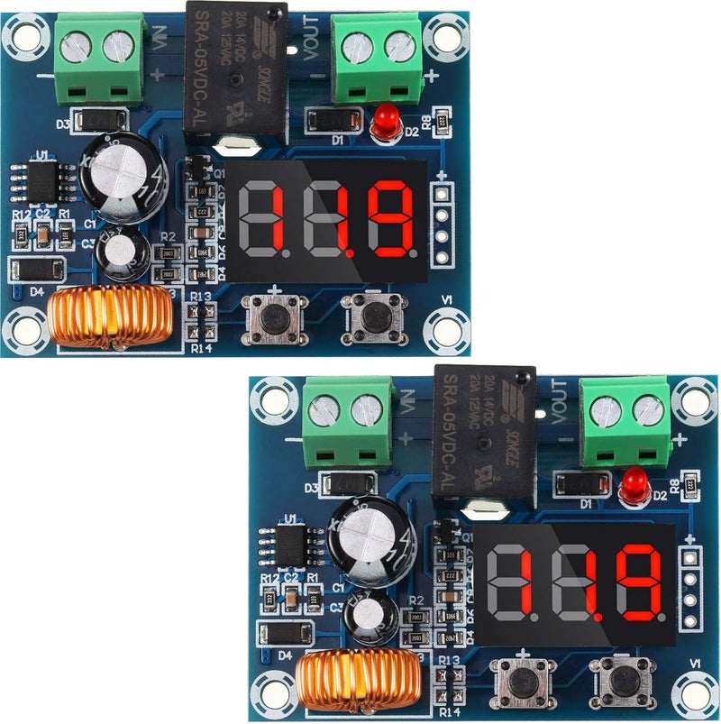 Weewooday DC 12V-36V Voltage Protection Module Digital Low Voltage Protector Disconnect Switch Over Discharge Protection Module Output 6-60V, Low Power Disconnection (2 Pieces) - Image 1
