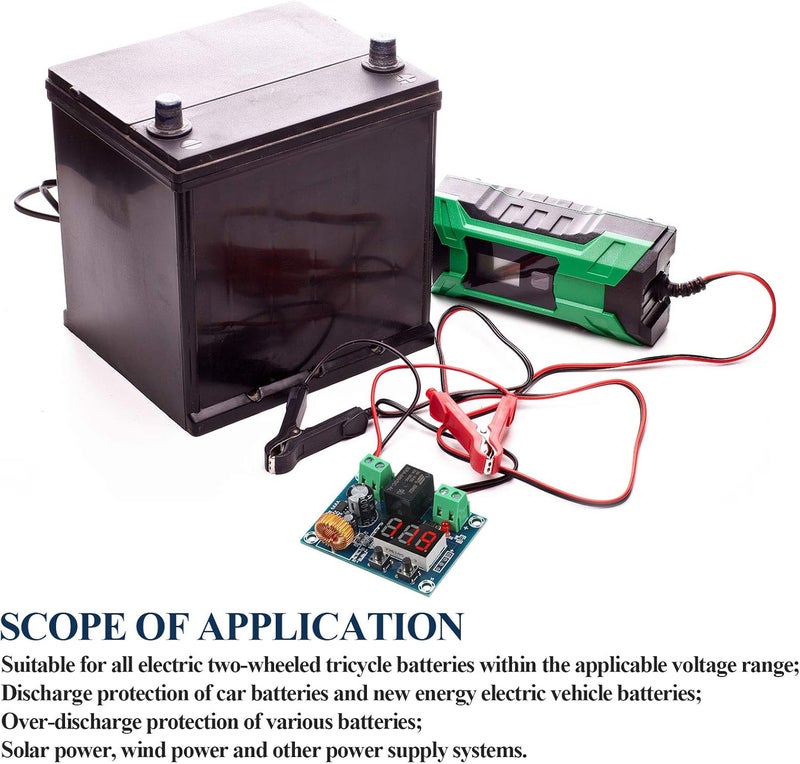 Weewooday DC 12V-36V Voltage Protection Module Digital Low Voltage Protector Disconnect Switch Over Discharge Protection Module Output 6-60V, Low Power Disconnection (2 Pieces) - Image 4