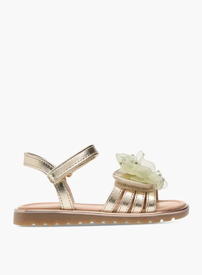 JUNIORS Girls Embellished Bow Applique Sandals With Hook And Loop Closure