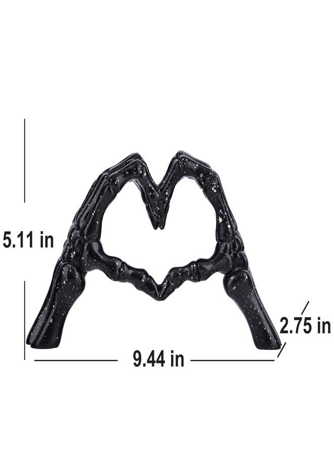 DOVDOV Black Hand Bone Sculpture Love Decoration, Halloween Skeleton Couple Statue, Heart Hand Ornament Suitable for Living Room Coffee Table, Dining Table, Bookshelf, Shelf, Entryway Desktop. - Image 2