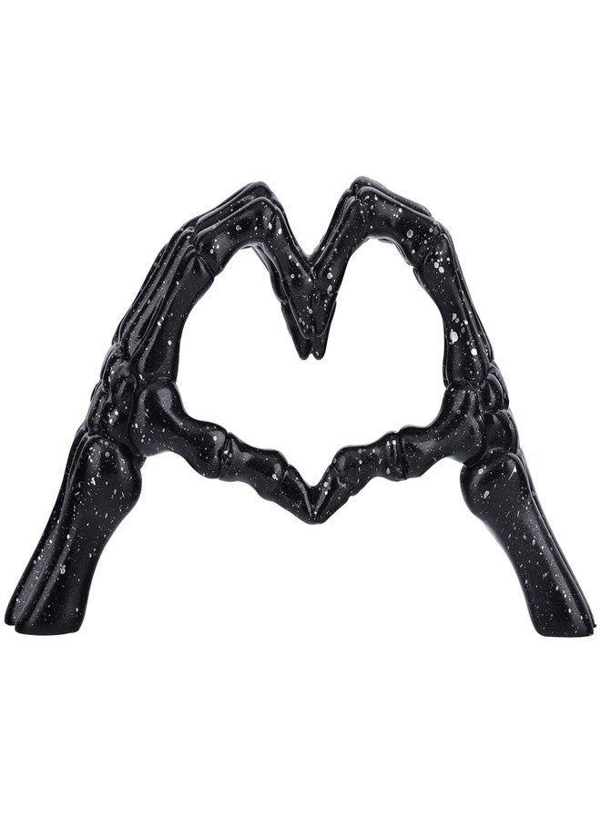 DOVDOV Black Hand Bone Sculpture Love Decoration, Halloween Skeleton Couple Statue, Heart Hand Ornament Suitable for Living Room Coffee Table, Dining Table, Bookshelf, Shelf, Entryway Desktop. - Image 1