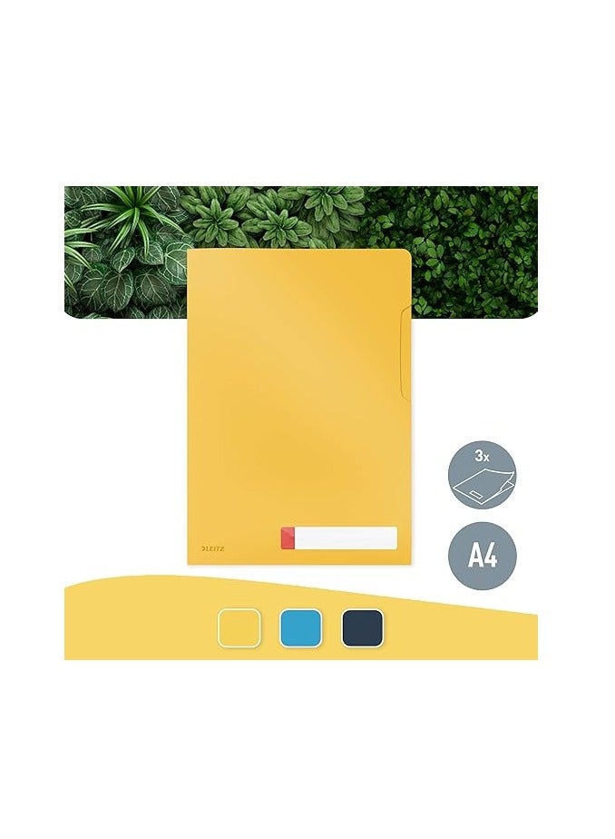 Leitz A4 Privacy Folder, 40 Sheet Capacity, Pack of 3, Cosy Range, Warm Yellow, 4708 - Image 2