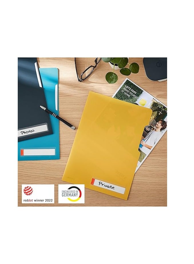 Leitz A4 Privacy Folder, 40 Sheet Capacity, Pack of 3, Cosy Range, Warm Yellow, 4708 - Image 3