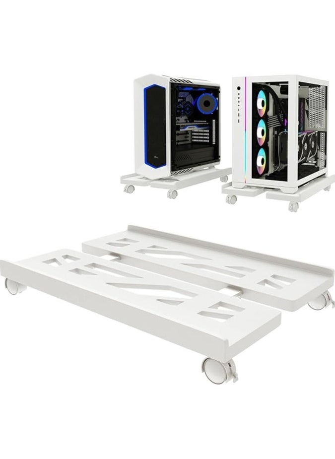 erorex - Mobile CPU Stand, CPU Rolling Stand Adjustable Computer Mobile Cart Holder with Locking Caster Wheels PC Stand (White) - Image 1
