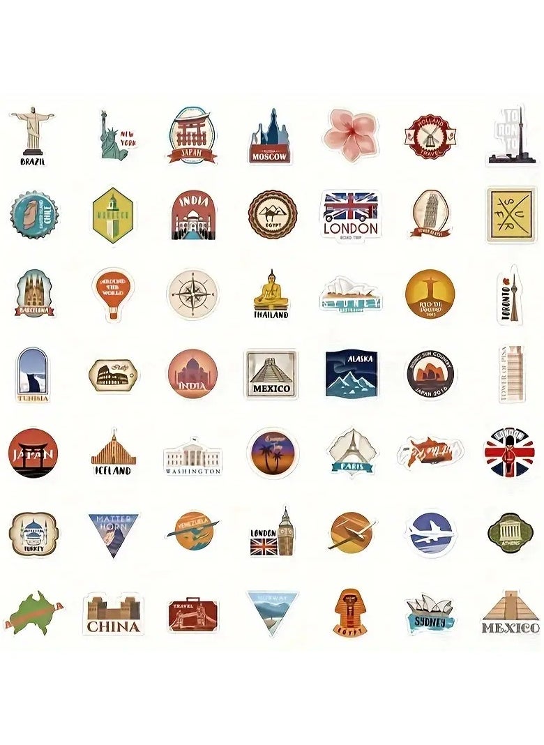 Goolsky 100pcs Global Travel City Series Graffiti Stickers - Vibrant Decorations for Windows, Helmets, Laptops, Desktops, and Water Cups - Durable, Waterproof, and Easy-to-Apply DIY Stickers for Creative Freedom  - Image 3